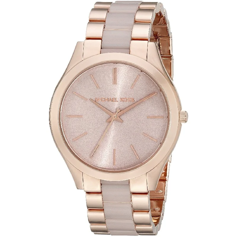 Women's Chronograph Watches for Timeless Style-Michael Kors Women's MK4294 Slim Runway Rose-Tone Stainless Steel Watch
