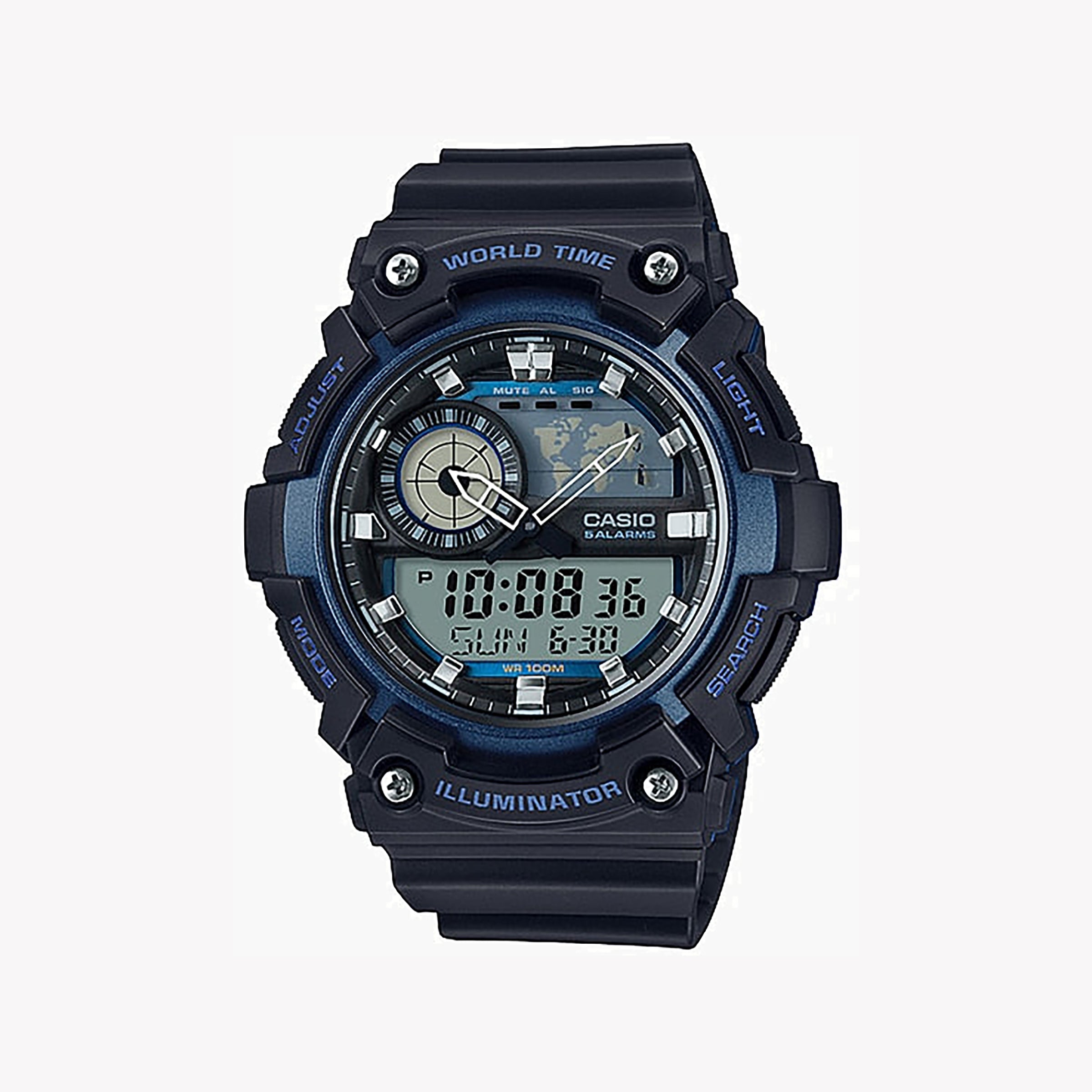 Men's Digital Watches for Collectors-CASIO AEQ-200W-2AVDF SPORTY STYLISH - ADVENTURE AWAITS Men's Digital-Analog Watch with Black Resin Band and Dial