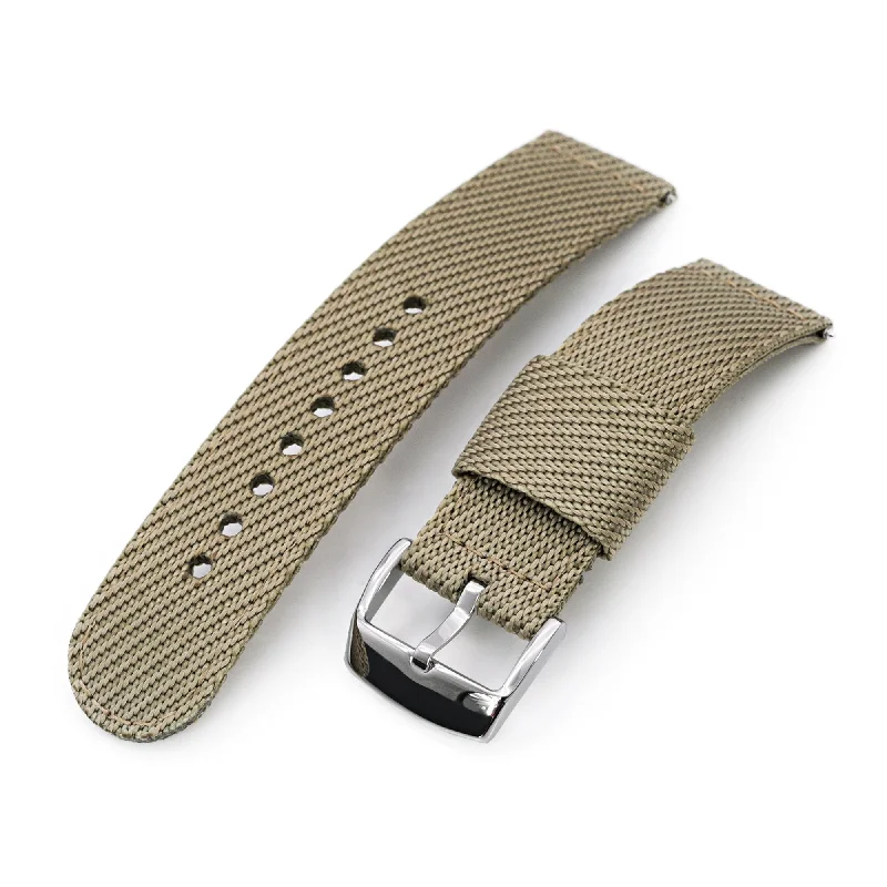 Men's Military Watches with Dive Bezel-22mm 2-pcs Nylon Watch Band, Khaki, Quick Release