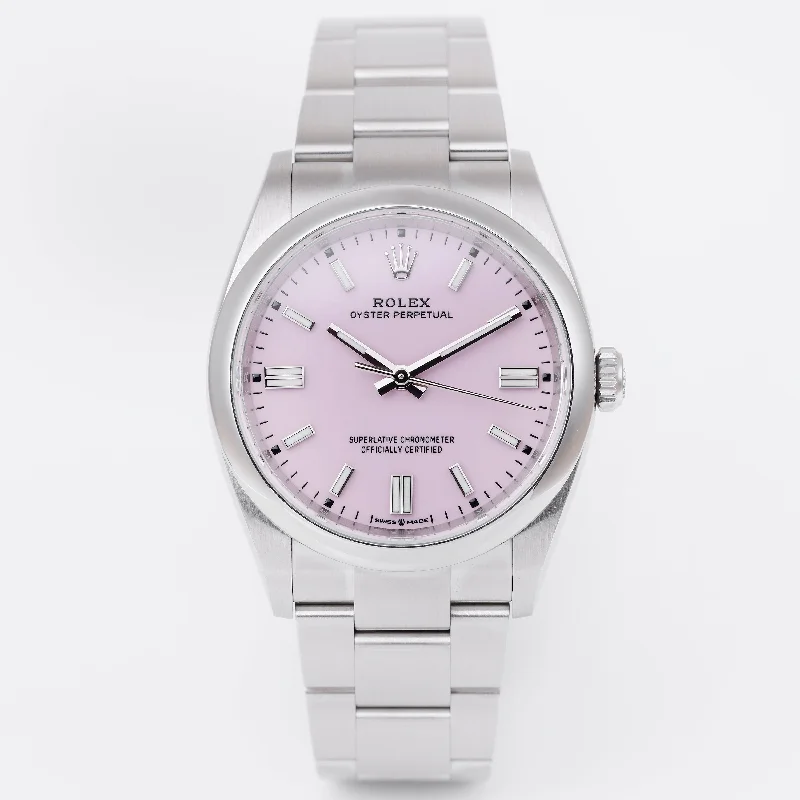 men's Rolex watches with chronograph functions -​Unworn Rolex Oyster Perpetual 36mm | REF. 126000 | Candy Pink | Box & Papers | 2023 | Stainless Steel