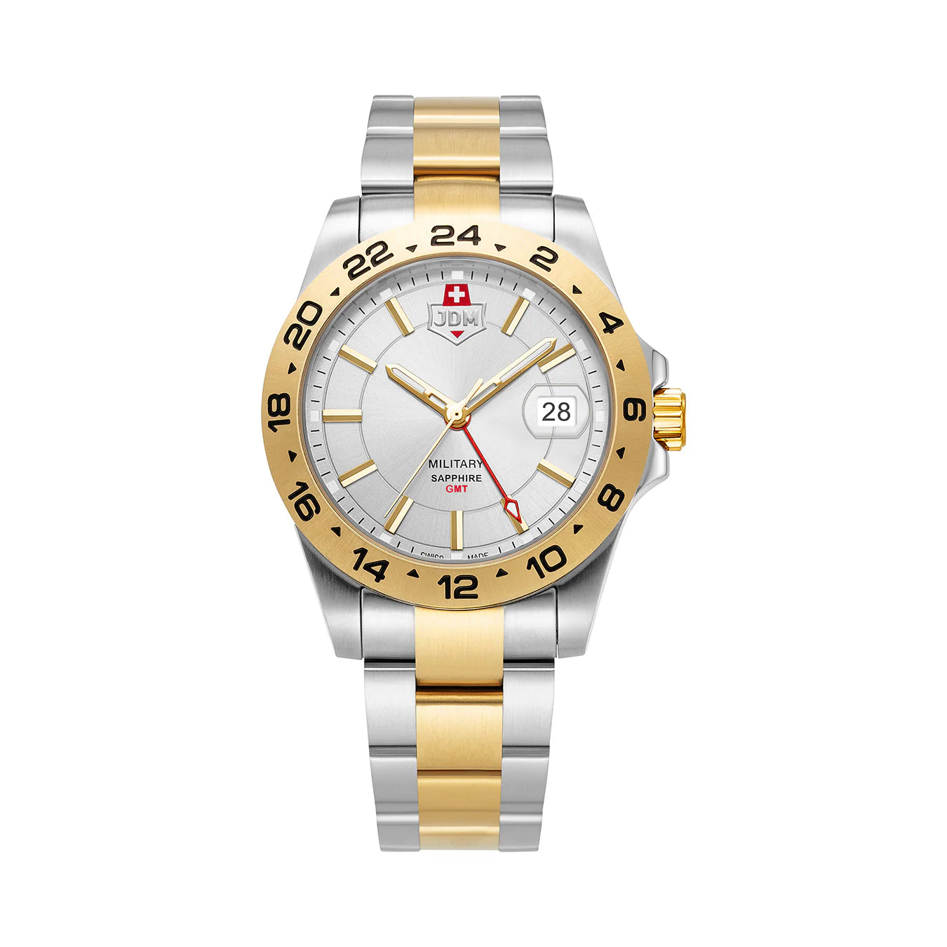 Men's Military Watches for United Nations Missions-JDM Military Delta 24 Silver Dial Men's Watch JDM-WG018-03 – Swiss Made, 45mm, Sapphire Crystal, Date Function, 10 ATM, Stainless Steel Bracelet