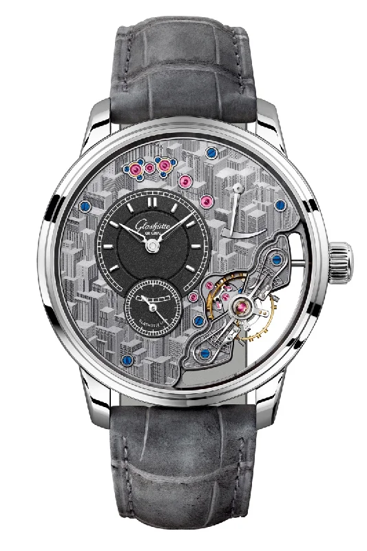 Men's Classic Style Men's Dress Watches-Glashütte Original PanoInverse Platinum Limited Edition 1-66-12-01-03-62