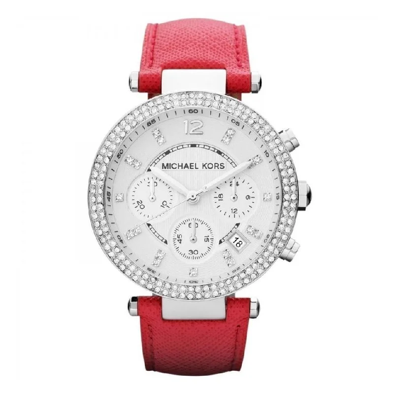 Women's Chronograph Watches with Thermometer Function-Michael Kors Women's MK2278 Parker Chronograph Crystal Pink Leather Watch