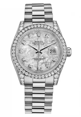 men's Rolex watches with diamond bezel -​Rolex - Datejust 31mm - Gold President White Gold - Diamond Bezel - Diamond Case