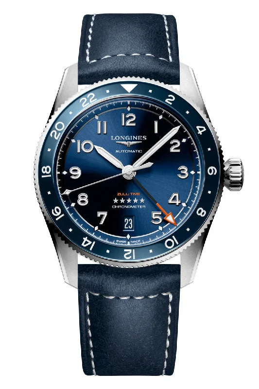 Men's Romantic Dinner Dress Watches for Valentine's Day-Longines Spirit Zulu GMT 39mm L3.802.4.93.2
