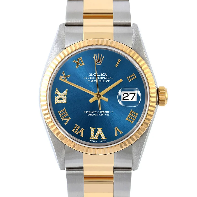 How to spot fake Rolex Oyster Perpetual men's watches -Rolex Datejust 36mm | 16013-BLU-RDR69-FLT-OYS