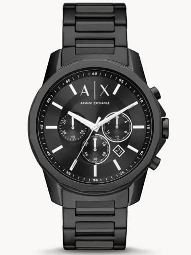 Men's Chronograph Watches with Barometer Feature-Armani Exchange Chronograph Black Stainless Steel Watch Ax1722I