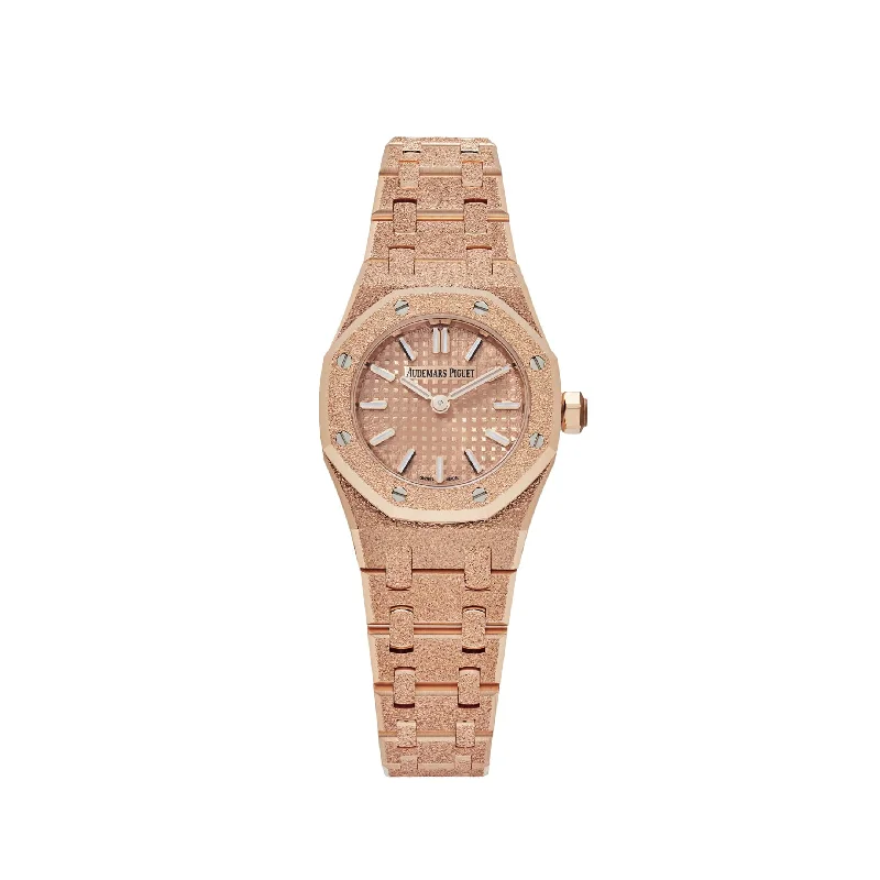 Men's Audemars Piguet Hybrid Design Watches-Audemars Piguet Royal Oak 67630OR.GG.1312OR.01 'Mini' Frosted Rose Gold Quartz (2024)