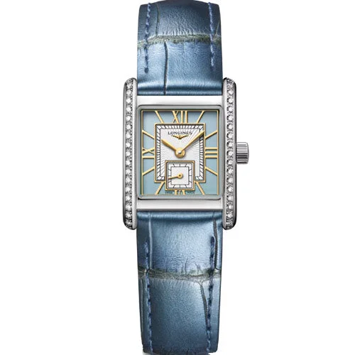 Women's Pilot Watches with Office Wear Style Inspiration-Longines Mini Dolcevita Blue Dial Women 21.5mm
