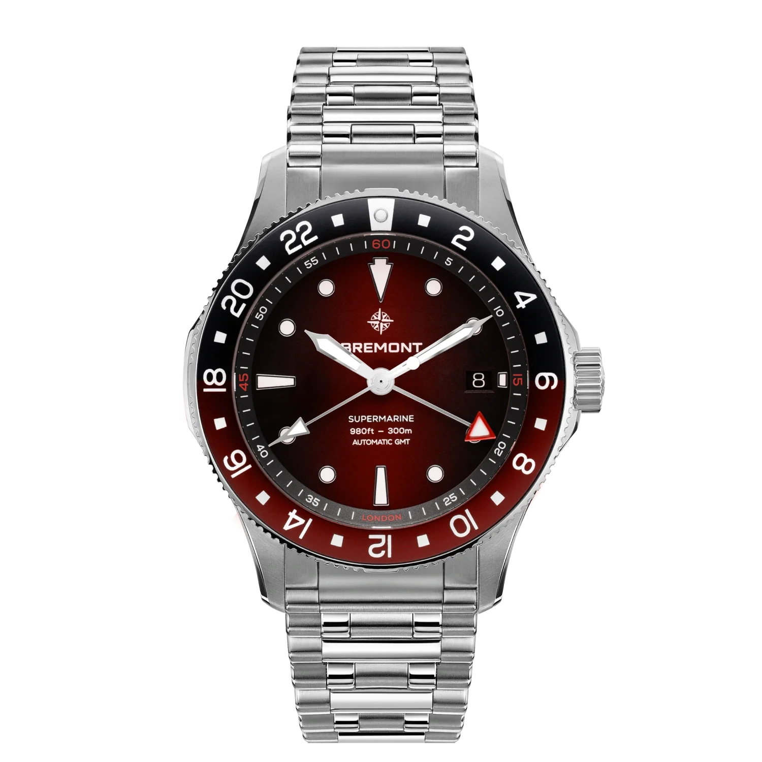 Men's Military Watches for Diplomatic Corps-Supermarine 300M GMT, 'Ember' Red