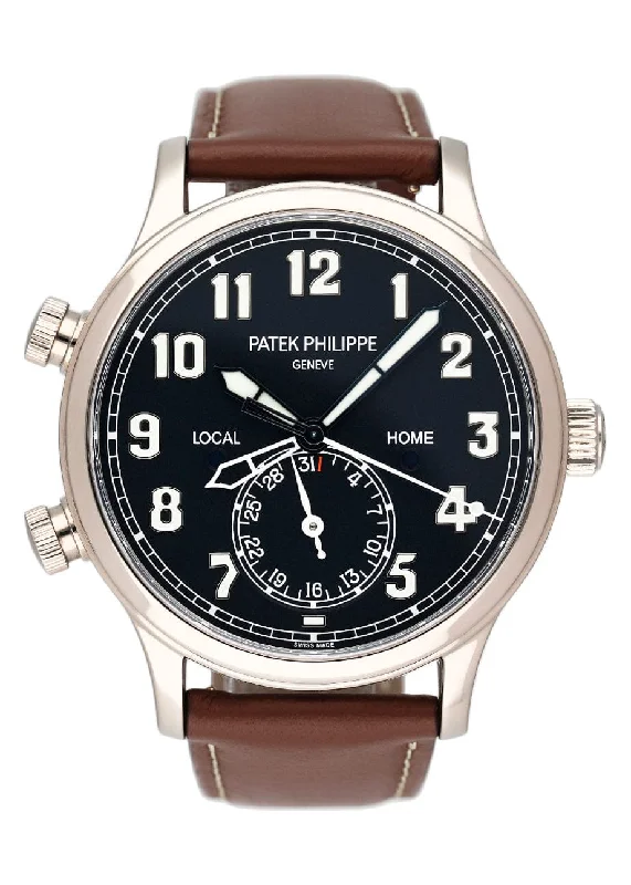 Men's Patek Philippe Watches for Aviation Enthusiasts-Patek Philippe Complication 5524G Calatrava Pilot Travel Time Watch Box Papers