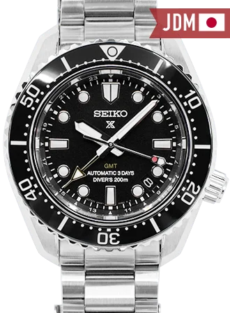 Men's Seiko Hand-Wound Watches-Prospex 200M Automatic Diver Scuba GMT Black Ref. SBEJ011