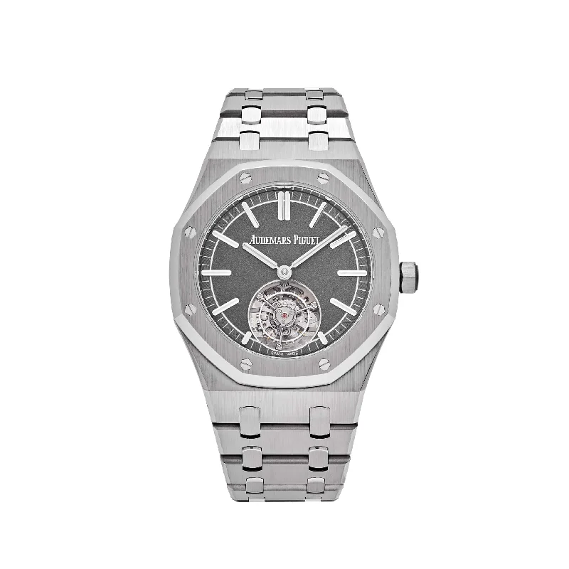 Men's Audemars Piguet Date Night Design Watches-Audemars Piguet 26530TI.OO.1220TI.01 Royal Oak Selfwinding Flying Tourbillon Titanium Slate Dial