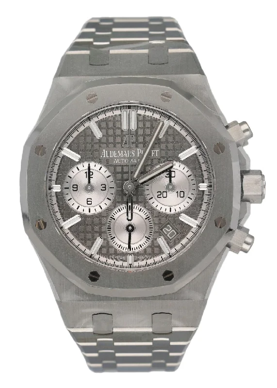 Men's Audemars Piguet Engraved Style Watches-Audemars Piguet Royal Oak 26315ST Rutheniam Grey Dial Mens Watch Box Papers