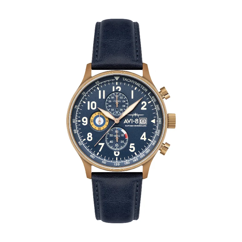 Men's Chronograph Watches for Pilots-Hawker Hurricane Classic Chronograph Regent Blue AV-4011-0Q