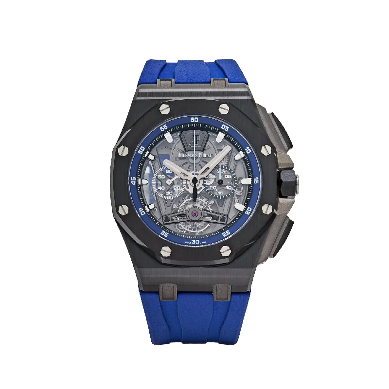 Men's Audemars Piguet Personalized Design Watches-Audemars Piguet Royal Oak Offshore 26407CE.OO.A030CA.01 Tourbillon Chronograph Black Ceramic Openworked Dial Limited (2019)