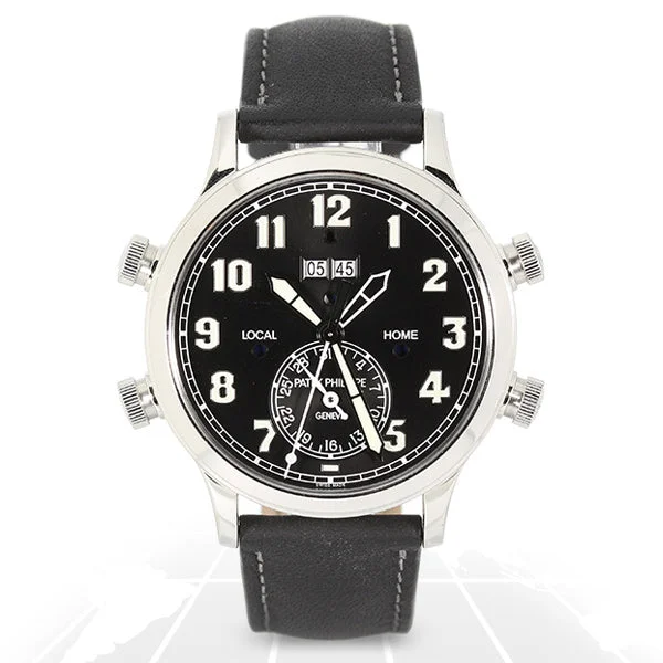 Men's Patek Philippe Watches with Tactical Design-Patek Philippe Calatrava Pilots Travel Time Alarm 5520P-001