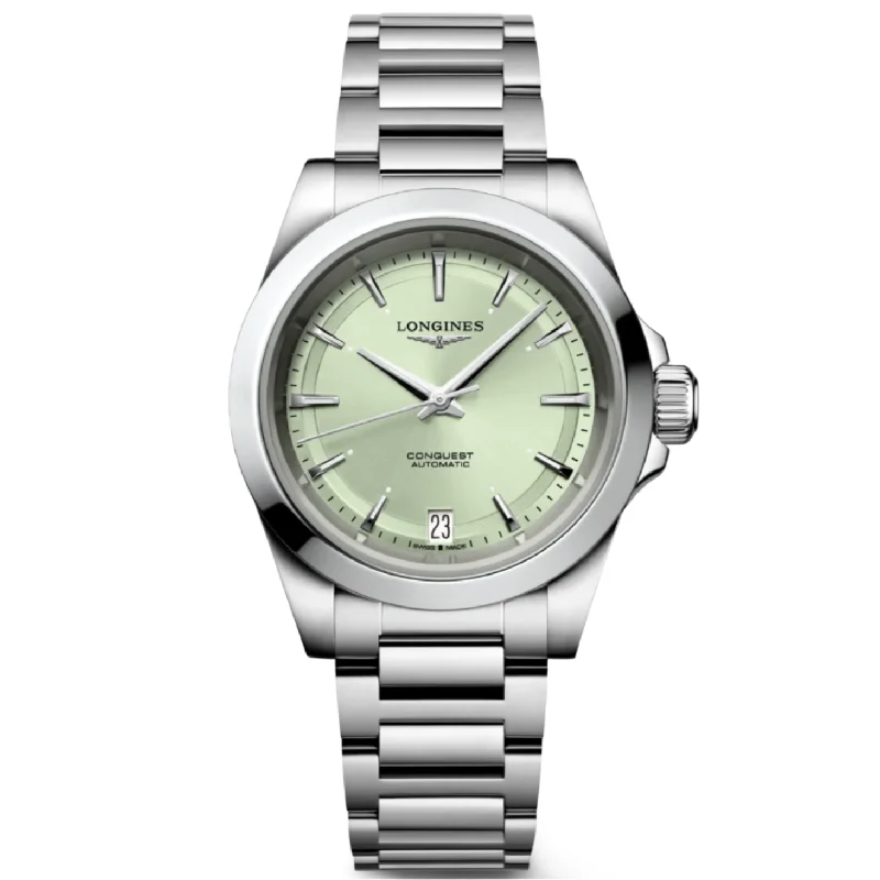 Women's Pilot Watches for Workouts-Longines Conquest Sunray Green Dial Men 34mm