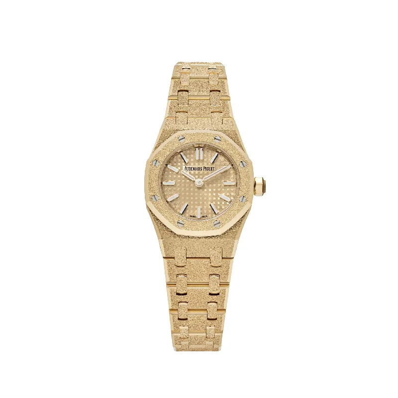 Men's Audemars Piguet Mechanical Movement Design Watches-Audemars Piguet Royal Oak 67630BA.GG.1312BA.01 'Mini' Frosted Yellow Gold Quartz