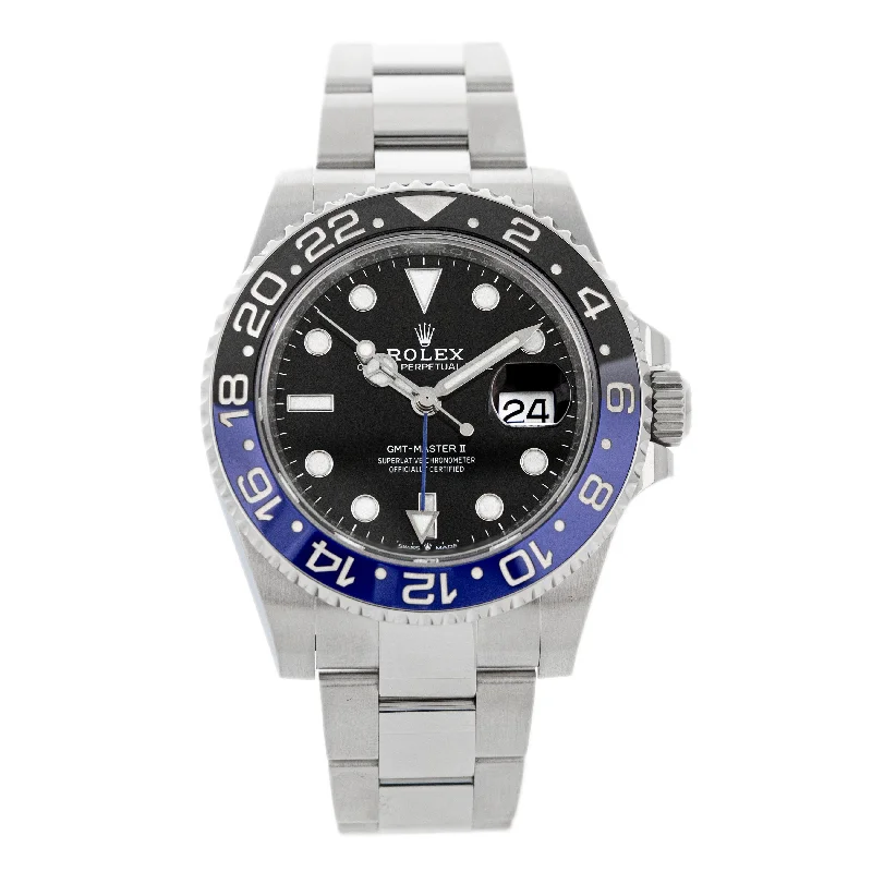 men's Rolex watches with ceramic bezel insert -​Rolex GMT-Master II Stainless Steel Black Dial Oyster 40mm 126710BLNR Full Set