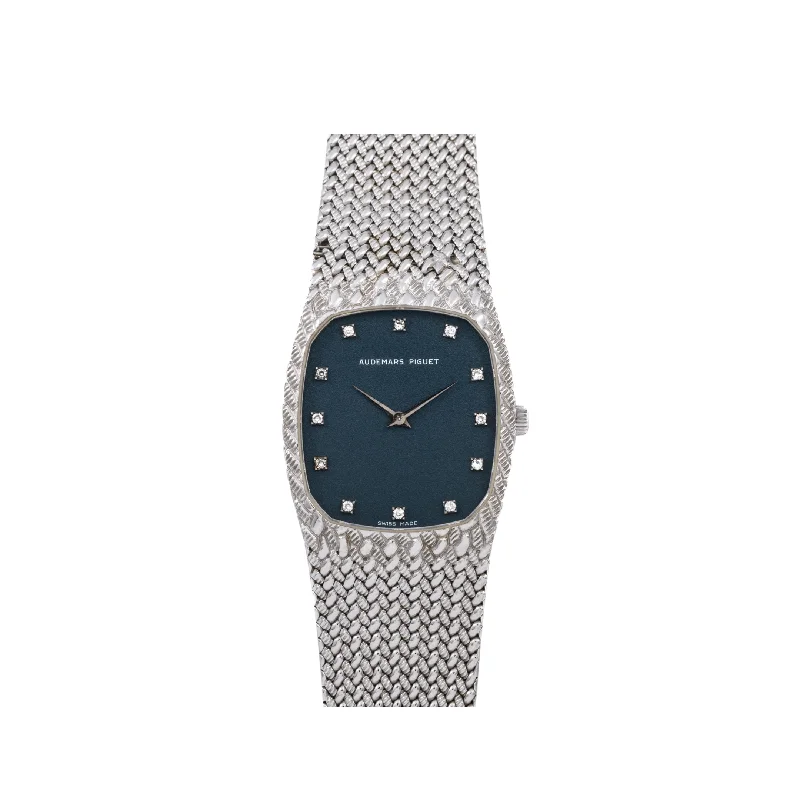 Men's Audemars Piguet Smart Design Watches-Audemars Piguet Cobra Vintage 'Ladies' White Gold Navy Blue Diamond Dial (1970)