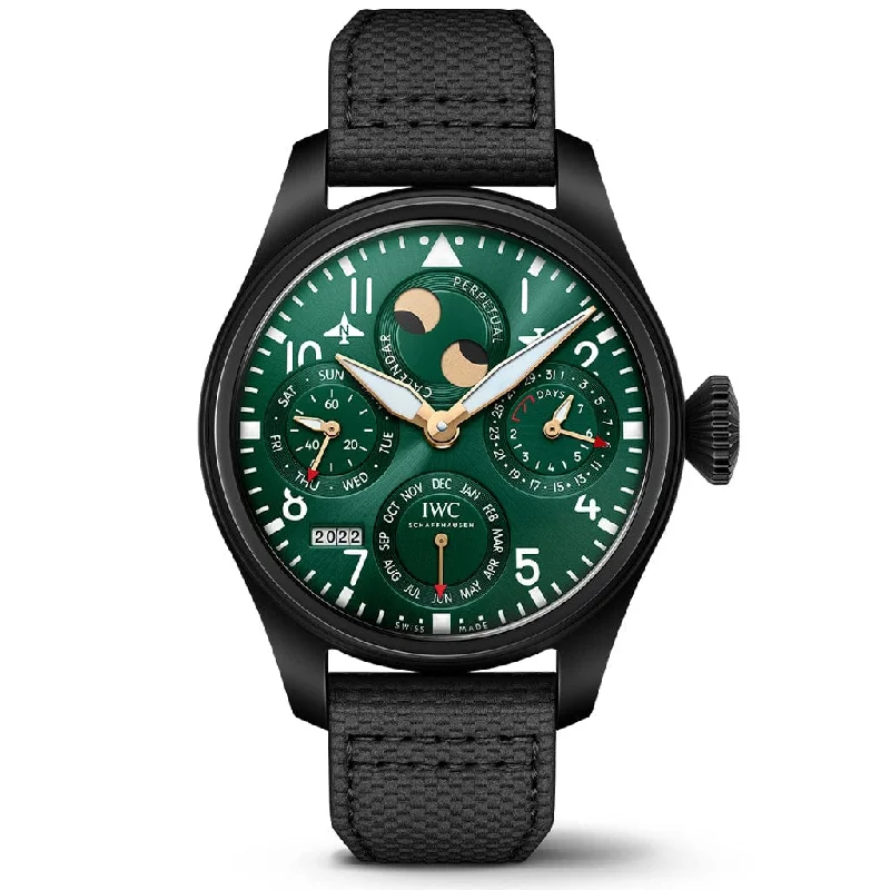 Women's Pilot Watches with Extra Large Case Size-Big Pilot’s Watch Perpetual Calendar Edition Racing Green IW503005