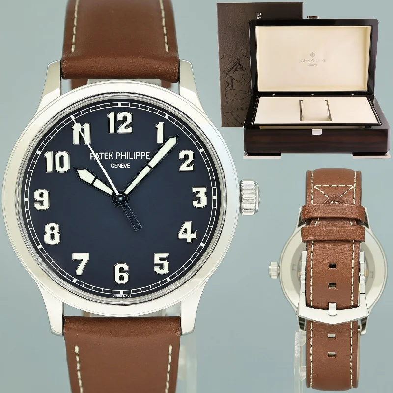 Patek Philippe Personalized Design Watches for Women-MINT 5522a Patek Philippe Calatrava New York Edition 42mm Blue Steel Leather Watch