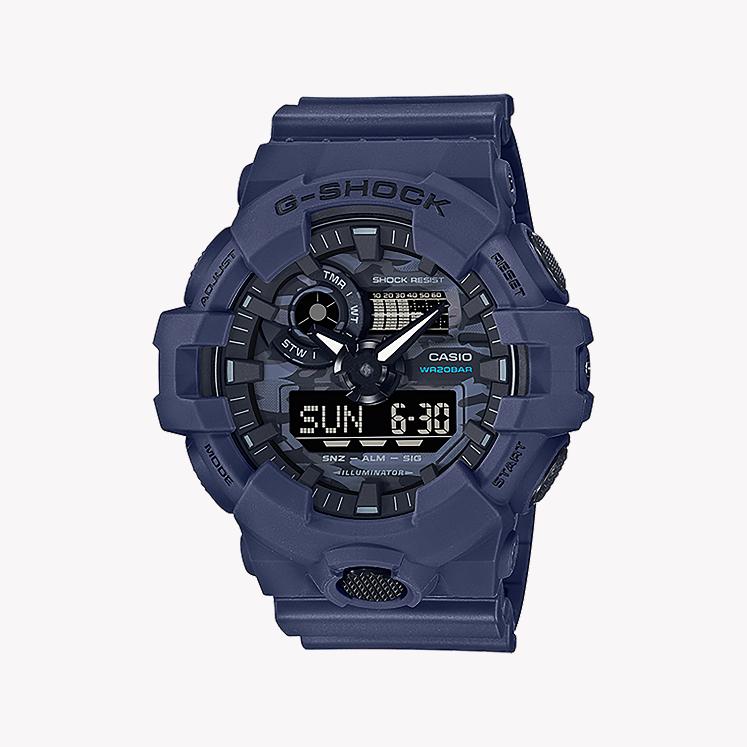 Men's Digital Watches with Radio Frequency-CASIO G-SHOCK GA-700CA-2ADR BLUE CAMO - MEN'S BOLD ADVENTURE TIMEPIECE