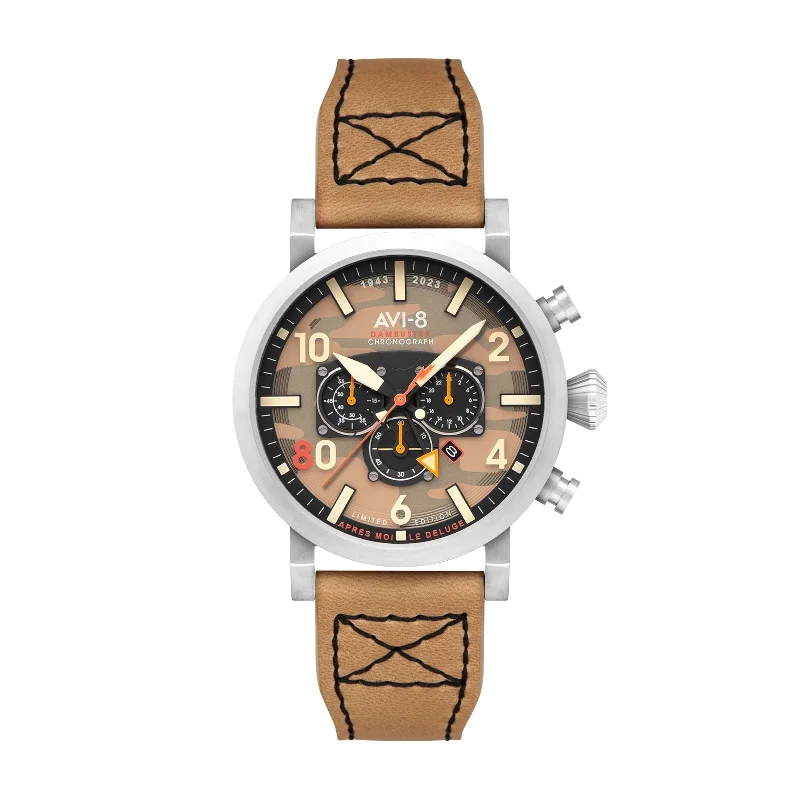 Men's Chronograph Watches with Altimeter Calibration-Dambuster 617 Squadron 80th Anniversary Dual Time Chronograph Limited Edition Camo AV-4107-02