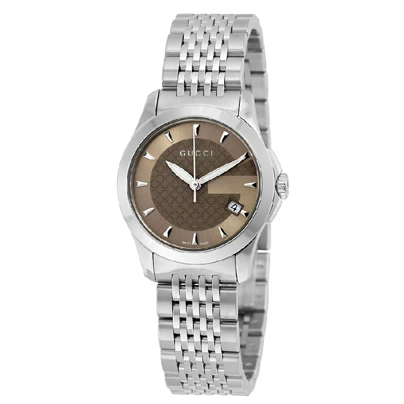 Women's Chronograph Watches with UV Sensor-Gucci Women's YA126503 G-Timeless Stainless Steel Watch