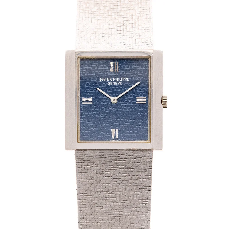 Men's Patek Philippe Watches for Adventure Seekers-Patek Philippe White Gold Gondolo Ref. 3571 with Textured Blue Dial and JPE Bracelet