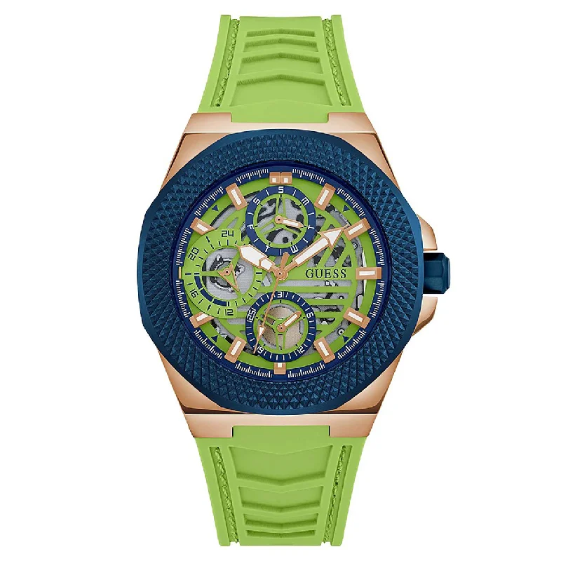 Women's Pilot Watches with Tactical Design-Guess Front-runner Green Dial Men 42.5mm