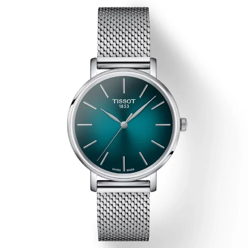 Women's Heritage Watches for Radio Communication-Tissot T-Classic Black & Green Dial Women 34mm