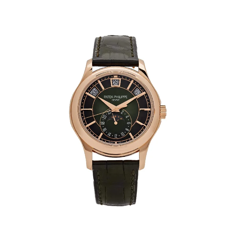 Men's Patek Philippe Perpetual Calendar Watches-Patek Philippe Complications 5205R-011 Annual Calendar Moon Phases Rose Gold Green Dial (2022)