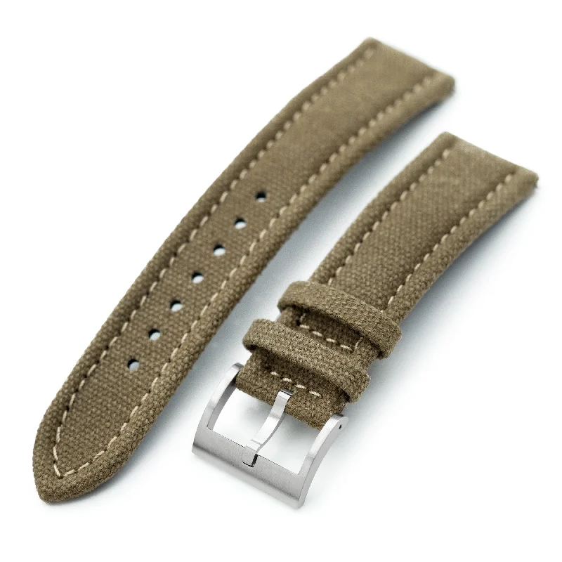 Men's Military Watches for National Holidays-Aviator Style Khaki Canvas Quick Release Watch Band, 20mm or 22mm