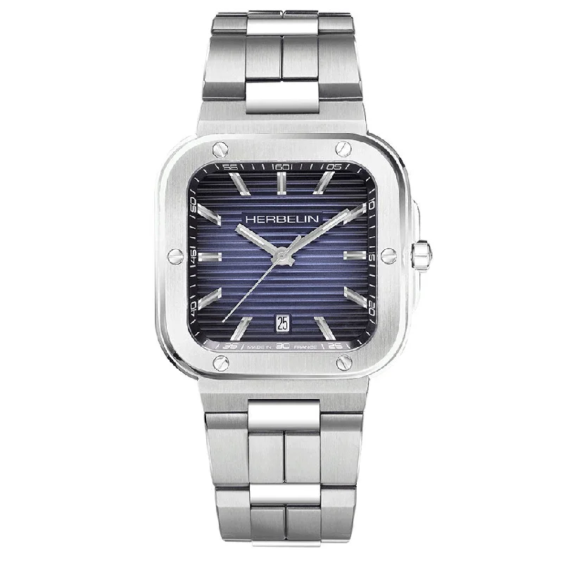 Men's Spring Style Dress Watches for Garden Parties-Herbelin Cap Camarat Men's Blue Watch 12246B15