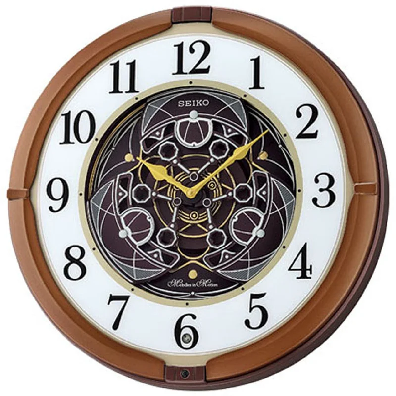 Talking Clocks for Accessibility-SEIKO CLOCK Metallic Brown Plastic Case with Melodies - QXM380B (K)