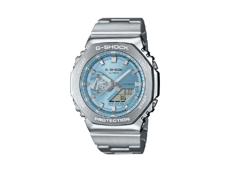 Men's Quartz Watches with Countdown Timer-G-SHOCK Casio G-Steel Quartz Watch, Blue, GM-2110D-2AER