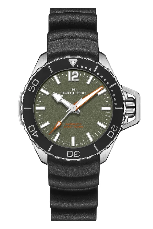 Men's Mechanical Movement Style Dress Watches with Complications-Hamilton Khaki Navy Frogman 41mm Auto H77455360