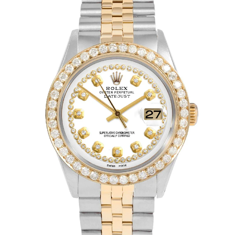men's Rolex watches with tuxedo dial -​Rolex Datejust 36mm | 1601-TT-WHT-STRD-25CT-JBL