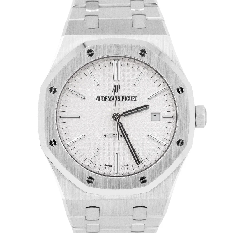 Women's Audemars Piguet Business Meeting Style Watches-Audemars Piguet Royal Oak White Stainless Steel 41mm Watch 15400ST.OO.1220ST.02