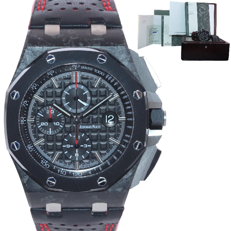 Women's Audemars Piguet Elegant Design Watches-Papers Audemars Piguet Royal Oak Carbon Black 44mm Watch 26400AU.OO.A002CA.01