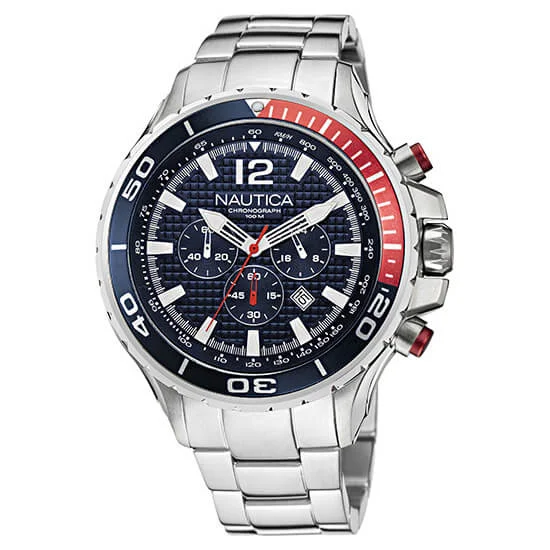 Women's Chronograph Watches with Aviation Theme-Nautica NST Blue Dial Round Case Quartz Chronograph Analog Men Watch