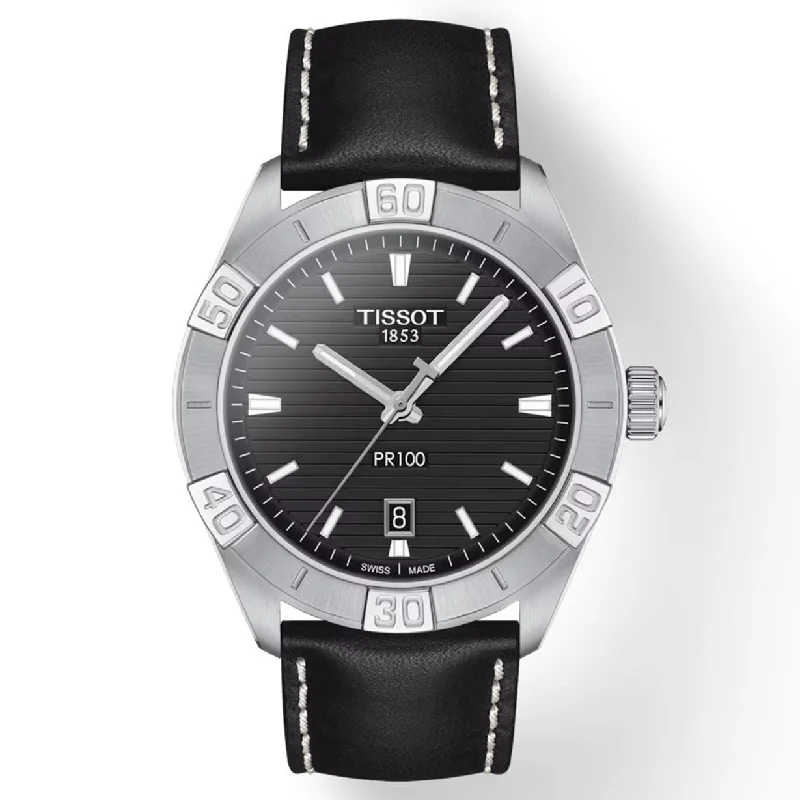 Women's Heritage Watches with Personalized Engraving-Tissot T-Classic Black Dial Men 42mm