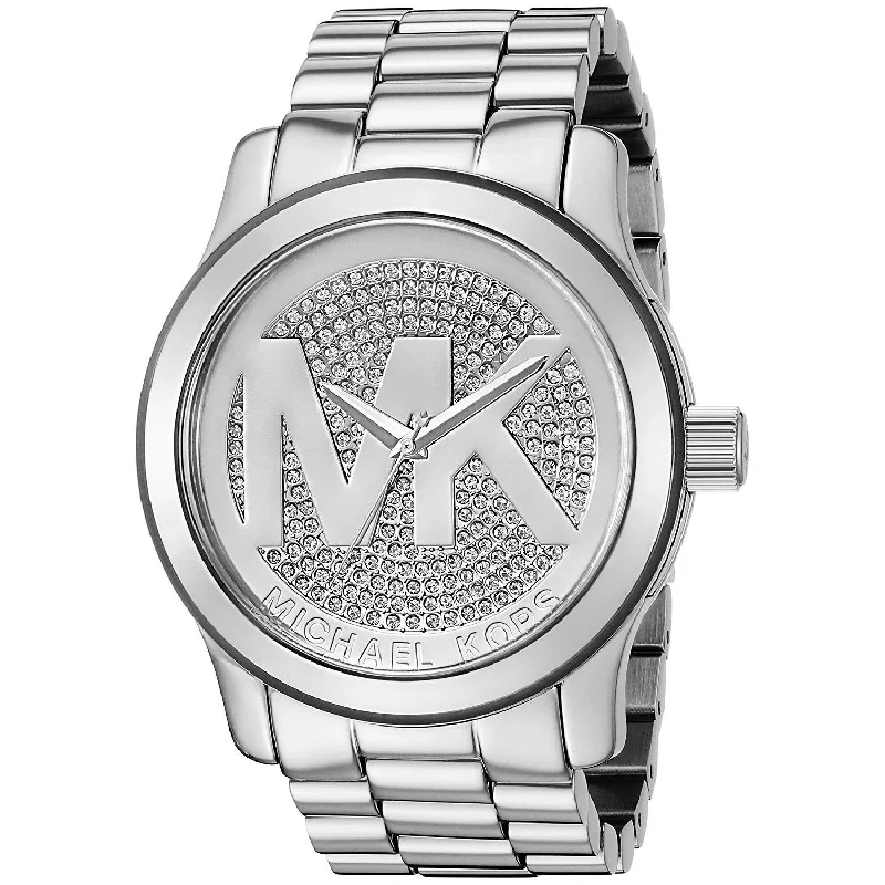 Women's Chronograph Watches with Pilot's Watch Design-Michael Kors Women's MK5544 Runway Crystal Stainless Steel Watch