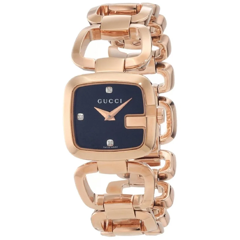 Women's Chronograph Watches with Day Date Complication-Gucci Women's YA125512 G-Gucci Diamond Rose-Tone Stainless Steel Watch