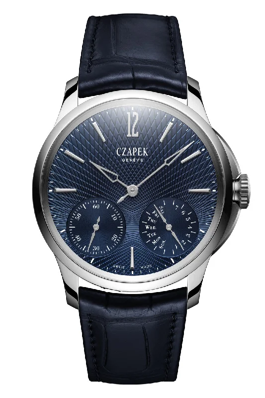 Men's Rectangular Case Style Dress Watches for Unique Shape-Czapek Quai des Bergues 40.5mm Deep Blue