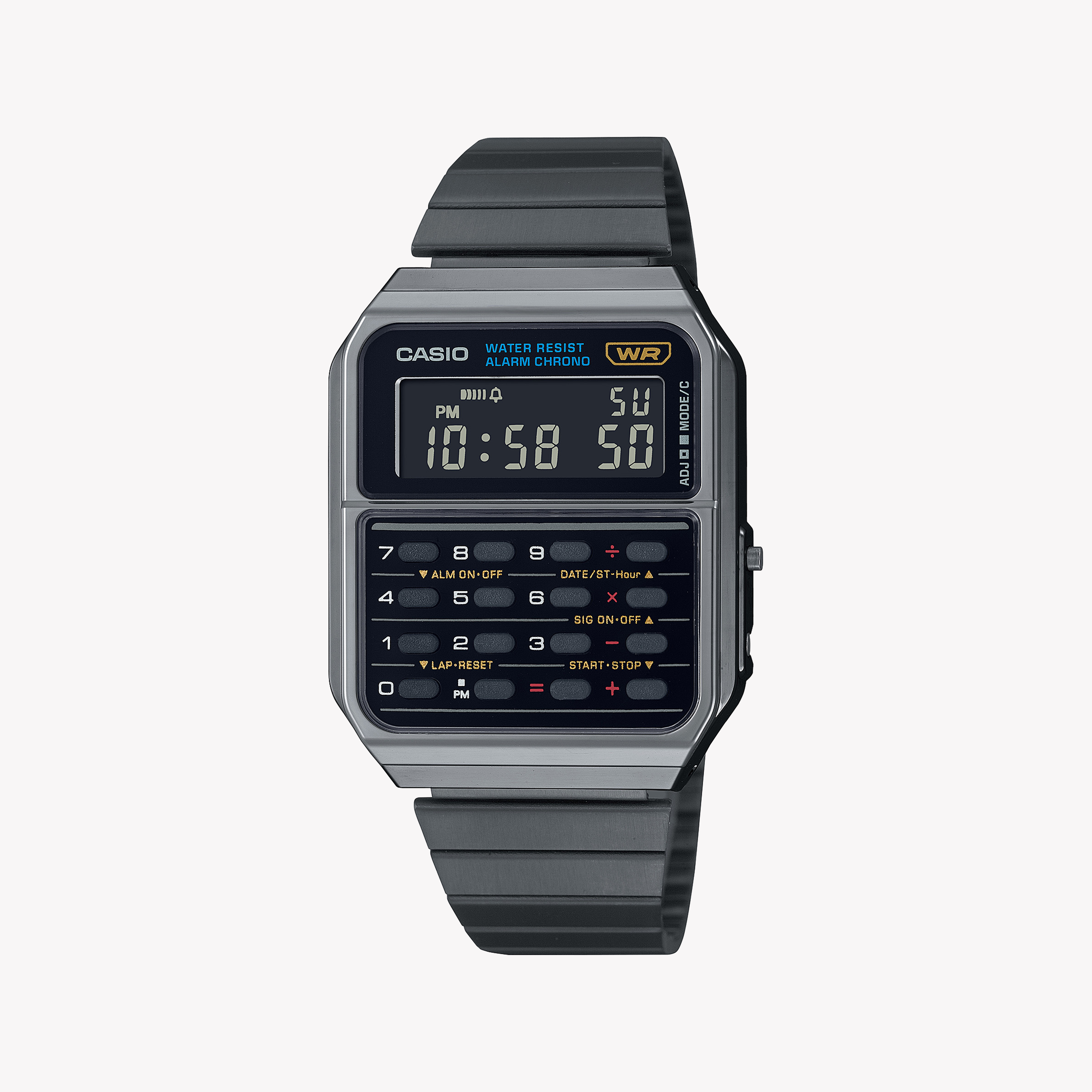 Men's Digital Watches for Emergency Signaling-Casio Unisex Black Stainless Steel Watch, Digital Display | CA-500WEGG-1BEF