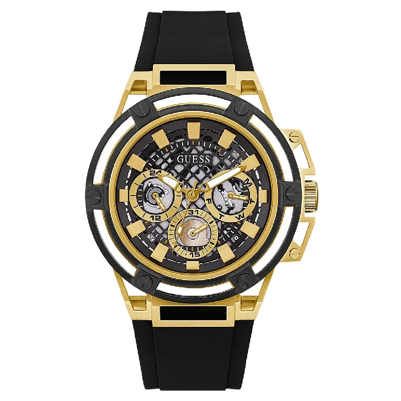 Women's Pilot Watches with Minimalist Style Inspiration-Guess Matrix Black Dial Men 46mm