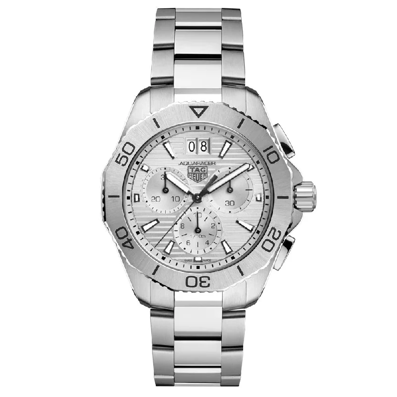 Women's Chronograph Watches for Orienteering-TAG Heuer Aquaracer Professional 200 Date 40mm Silver Dial Chronograph Quartz Gents Watch CBP1111.BA0627